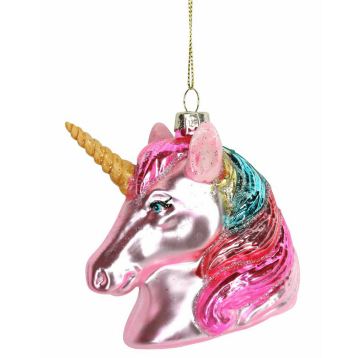 Gisela Graham Painted Glass Unicorn Head-2